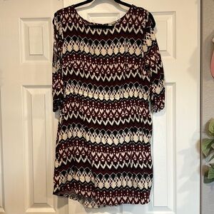 Patterned open shoulder dress